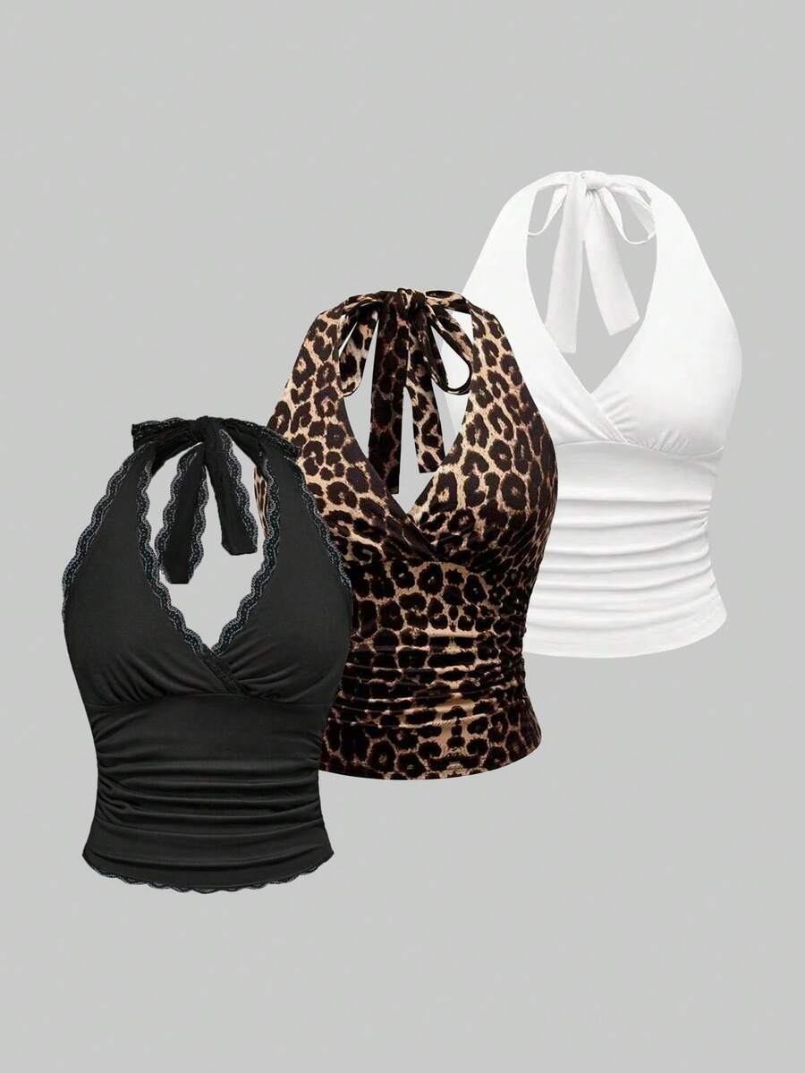 夏季大码女式性感露背挂脖上衣