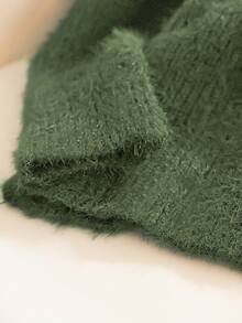 GlowEve 初秋冬新款奢华黑色长袖针织衫，慵懒高端通勤修身口袋装饰女毛衣 - 軍綠色 - 查看 3