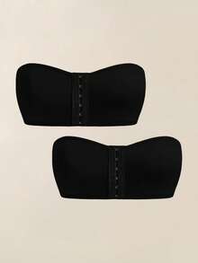 Snug Zone 2 件套女士内衣文胸，前开合，带衬垫，聚拢 - 黑色 - 查看 1