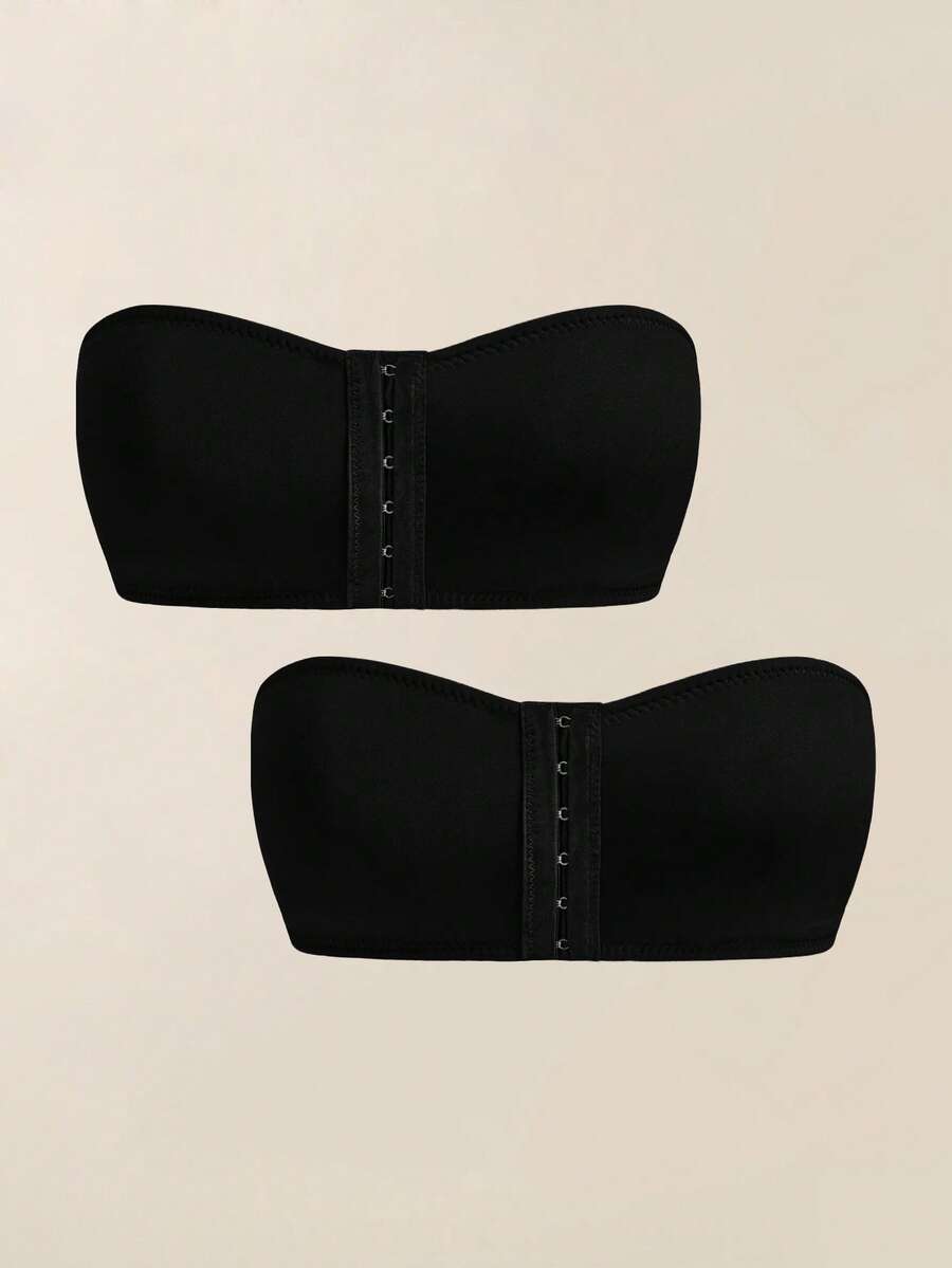 Snug Zone 2 件套女士内衣文胸，前开合，带衬垫，聚拢 - 黑色 - 查看 1