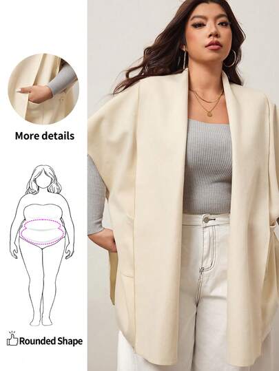 Enliva Plus Size Women Loose Poncho Style Wool Blend Coat, Suitable For Autumn/Winter,Valentine's Day, Love, Gift, Romance, Happy Valentine's Day,2026,New Year