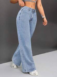 Mezclilla vaquero mujer pantalon de mujer pantalón de mujer pantalones para mujer pantalón pantalones de dama pantalones baggy - Azul - Ver 2