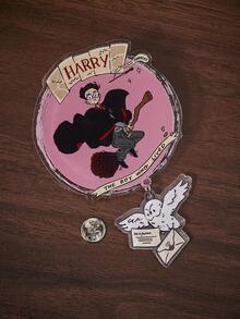 HARRY POTTER X SHEIN 1件粉色卡通人物图案亚克力胸针 - 彩色 - 查看 4