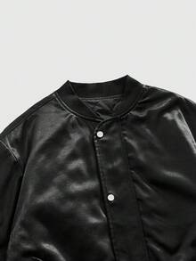 ROMWE MEN Street Life Men's Fashionable Versatile Dragon Print Jacket, Winter - Black - View 3