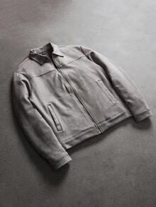 SLATEMANN Men's Casual Simple Solid Color Jacket, Autumn, For Fall - Grey - View 1