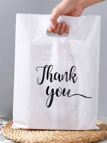 50pcs Gift Packaging Bags "Thank You" Wedding Favor Bags Birthday Party Gift Bags Jewelry Cosmetics Pouches, Reusable Tote Bags - White - View 1