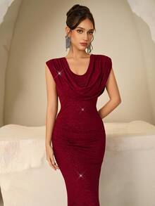 Coutiva Elegant Slit Neck Bodycon Bridesmaid Dress (Adult)