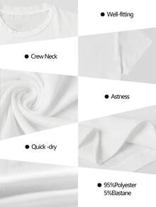 Manfinity Dauomo 情人节男士休闲可爱情侣元素印花白色宽松圆领短袖T恤，情侣款，适合户外穿着，春夏款 - 白色 - 查看 4