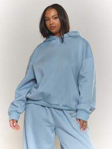 MUSERA Áo hoodie in họa tiết Plus, áo khoác thể thao ấm áp, dễ thương, phù hợp cho quán cà phê, câu lạc bộ mùa đông. - Màu xanh lam - Xem 1