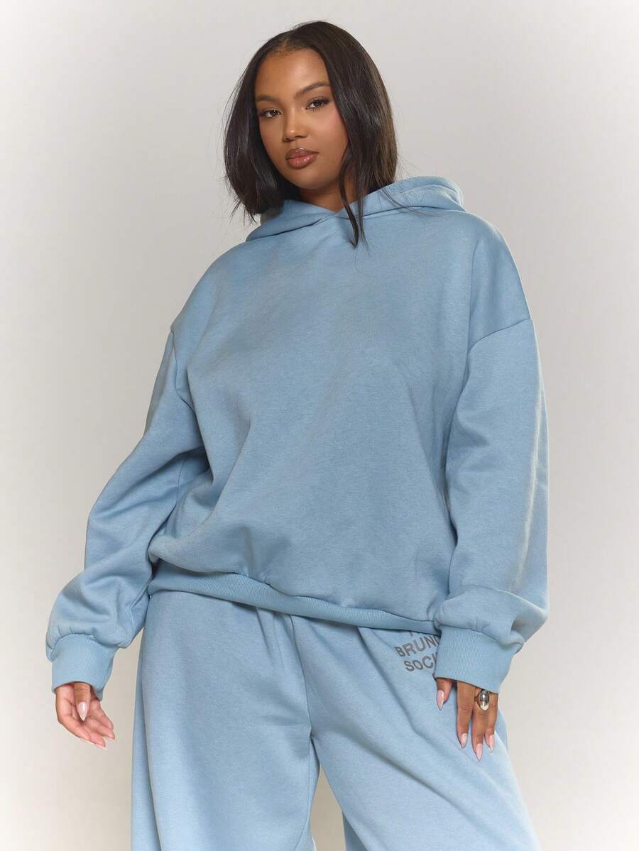 MUSERA Áo hoodie in họa tiết Plus, áo khoác thể thao ấm áp, dễ thương, phù hợp cho quán cà phê, câu lạc bộ mùa đông. - Màu xanh lam - Xem 1