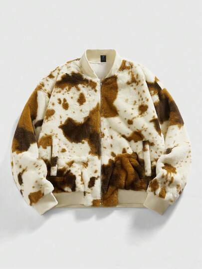 Street Life Men's Casual Cow Print Jacket, Autumn/Winter
