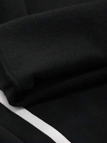 DAZY Pantalones de mujer holgados, gruesos y cálidos con rayas laterales de contraste - Negro - Ver 8