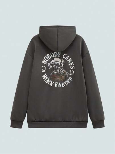 Modcrash 男士街头风格线条骷髅图案休闲连帽卫衣，秋冬