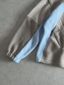 Manfinity ZONE917 Chaqueta con capucha con cremallera y parches de colores contrastantes para hombre, estilo años 2000, otoño/invierno - Gris - Ver 6
