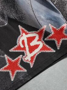 Manfinity EMRG Manfinity Streetrush Men's Street Style Long Sleeve T-Shirt With Digital Printing Of Angel Blowing Bubble Gum Pattern, Cropped Graphic T-Shirt, Graphic Crop Tops Men, Oversized Crop Printed, Crop Top Graphic Tee, Goth Shirt, 2000s Style, For Fall - Black - View 5