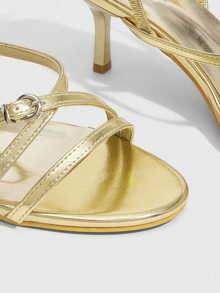 CUCCOO SZL Gold Casual Minimalist Stiletto Heeled Sandals For Women For Christmas