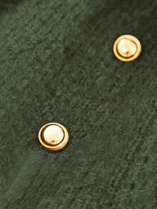 GlowEve 初秋冬新款奢华黑色长袖针织衫，慵懒高端通勤修身口袋装饰女毛衣 - 軍綠色 - 查看 4