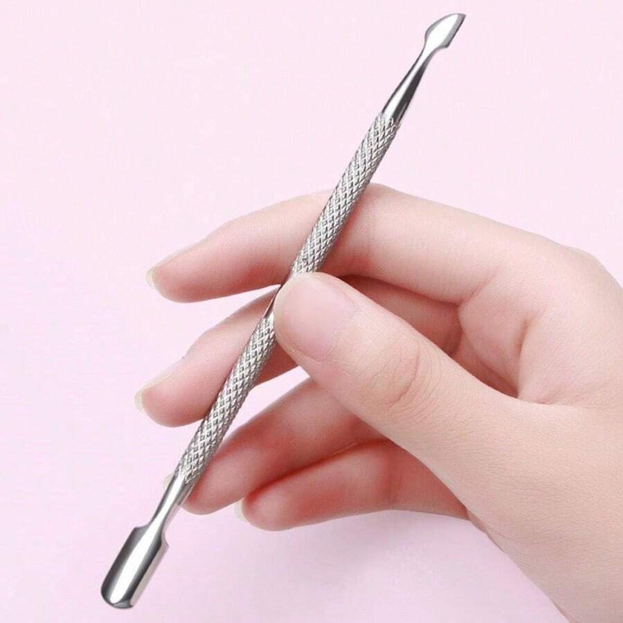 1/3/5PCS Cuticle Pusher Remover And Cutter, Double Head Stainless Steel Cuticle Cleaner Nail Polish Remover,Nail Supplies,Nail Tools,Nail Art Tools,Back To School,Nails,Nail Tools For Press On Nails - Silver - View 1