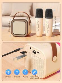 Teckwe 带麦克风的卡拉 OK 蓝牙扬声器、便携式迷你灯音箱、无线音乐、包括麦克风、适合家庭卡拉 OK、户外直播、USB、TF 卡、无线卡拉 OK、麦克风和扬声器、便携式无线卡拉 OK