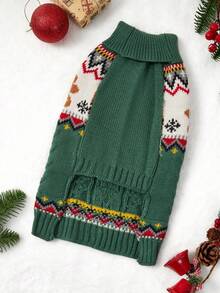 PETSIN 1 件红绿姜饼人麋鹿圣诞宠物毛衣小狗衣服小型犬和猫冬季保暖 - 彩色 - 查看 10