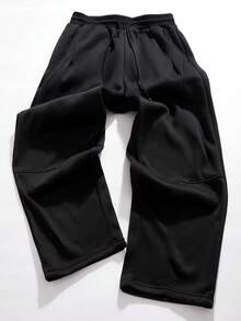 Manfinity ZONE917 Men's Solid Color Loose Elastic Waist Drawstring Pocket Sweatpants - Black - View 2