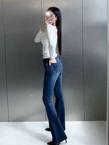 DAZY High Waisted Slimming Retro Flare Women's Jeans