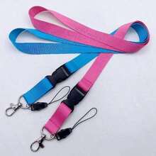 Solid Color Polyester Lanyard, Multi-Color Student ID/Work Badge Detachable Clips Strap Back To School - one-size - View 13