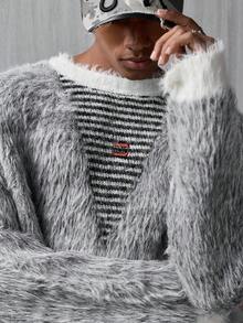 NEON BLANC Brand - Men's New Pullover Fleece Sweater - High Fashion - Loose Casual Comfortable - Grey - View 1