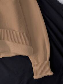 GlowEve Autumn/Winter New Plush Lined Turndown Collar Long Sleeve Soft Comfortable Casual Fashionable Elegant Versatile Women Sweater - Camel - View 4