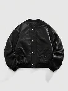 ROMWE MEN Street Life Men's Fashionable Versatile Dragon Print Jacket, Winter - Black - View 2