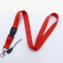 Solid Color Polyester Lanyard, Multi-Color Student ID/Work Badge Detachable Clips Strap Back To School - one-size - View 42