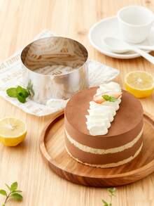 4pcs Stainless Steel Mousse Rings DIY Mousse Round Stainless Steel Mini Cake Tart Rings Round Tiramisu Mafen Moulds Kitchen Pastry Baking Tools Dessert Mousse Moulds - Silver - View 3