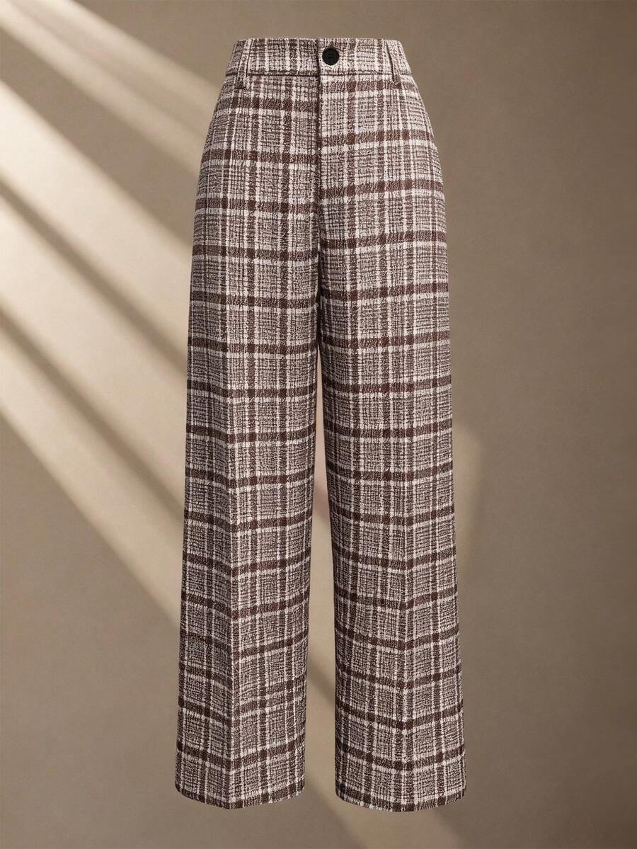 Franclia 2025 New Fall Checkered Pants - Distressed Seams & Button Accents Casual Trousers - Multicolor - View 1