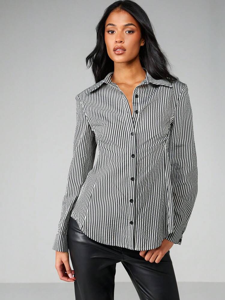 MISSGUIDED Chemisier ajusté à col en V et dos lacé