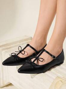 CUCCOO CHICEST Giày bệt Mary Jane mũi nhọn quai chữ T Soft Breeze - màu đen - Xem 7