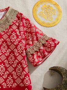 Sparklyn Baby Girl Summer New Style Short Sleeve Polka Dot Casual Red Dress Dress Baby Girl Baby Girl Traditional Dress - Red - View 7