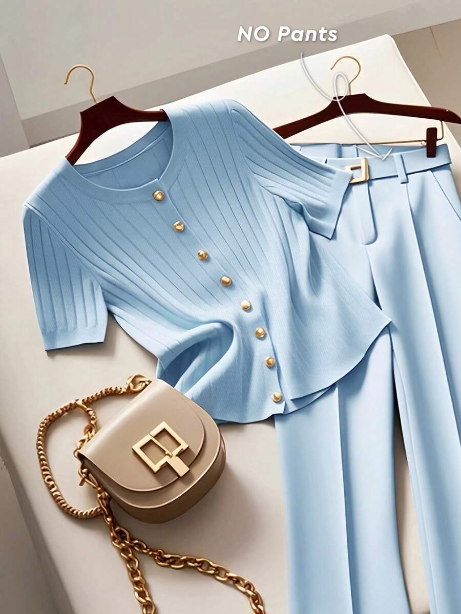 GlowEve 女士新款高端品质优雅迷人蓝色开衫 - 藍色 - 查看 1