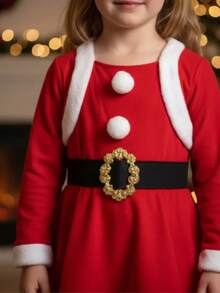 Disfraz Ayudante Santa Conjunto Vino Atuendo Navidad Niñas Infantil Papa Noel Invierno Pastorela - rojo - Ver 3