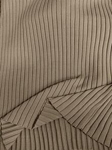 Modelyn 女士优雅纯色修身针织连衣裙，秋冬款 - 杏色 - 查看 8