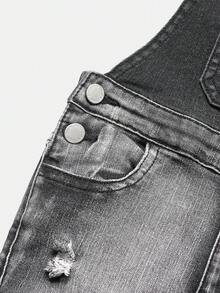 Young Boy Urban Street Cool Distressed Vintage Washed Black Denim Elastic Skinny Bib Jumpsuit Overalls Pants Fall Winter Spring Summer,For Boys Fall/Winter Dailywear Outfits,Boys Streetwear Outfits,Boys Christmas Outfits,Boys New Year Outfit,Thanksgiving Outfit For Boys,Stylish Clothing Collection,Winter Jeans,Toddler Jeans,Warm Jeans,Summer Jeans,Black Jeans For Baby,Casual Outfits For Boys,Embroidered Jeans,2000s Outfits For Boys - Black - View 5