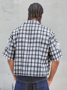 AXEPEAK Men's Loose Fit PU  Short Sleeve Shirt, Streetwear Inspired - Multicolor - View 4