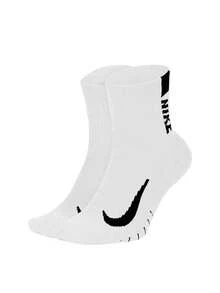 Nike 2 Pack Multiplier Unisex Running Socks White / Black - Black and White - View 1
