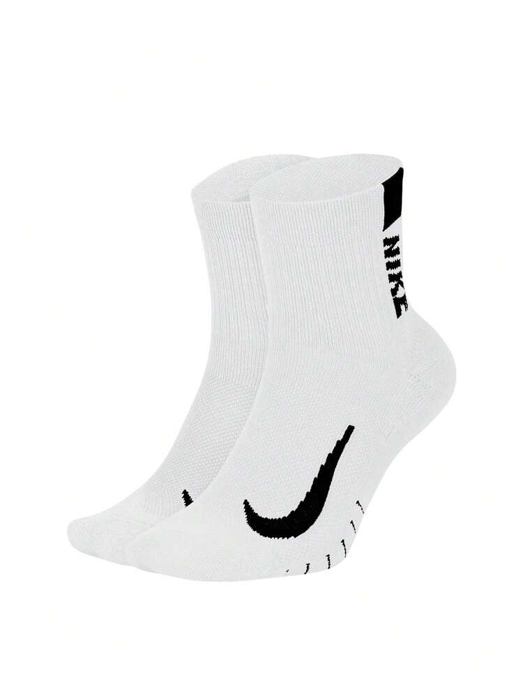 Nike 2 paquete Multiplier Unisex Running Socks White / Black - Blanco y Negro - Añade 1
