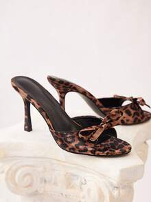 CUCCOO CHICEST Brown PU Women's Mule Pointed Toe High Heel Sandals Elegant Sandals Leopard Print Summer Shoes Summer Break Easter Prom Heels For Christmas Elegant Shoes Wedding Shoes Summer Shoes Bride Shoes - Coffee Brown - View 14