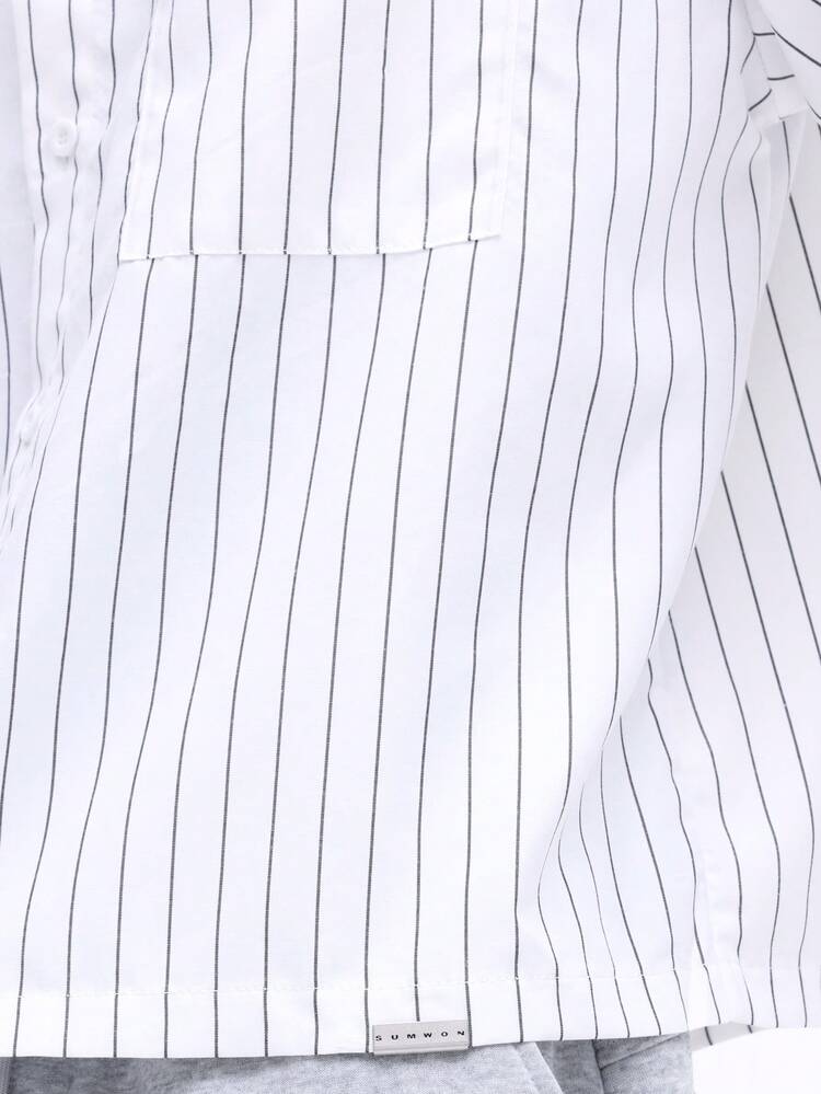 Vertical Striped Short Sleeve Shirt