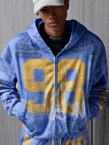 NEON BLANC 男士休闲宽松版街头涂鸦图案印花拉链开衫卫衣外套 - 彩色 - 查看 3