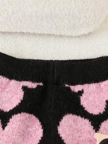 SHEIN Playful Pals 新款时尚百搭可爱碎花针织毛衣和宽松裤子两件套，适合年轻女孩 - 珊瑚粉 - 查看 6