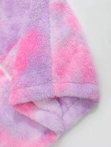 ROMWE MEN Street Life Men's Casual Fashion Street Tie-Dye Zip-Up Hooded Warm Fleece Jacket, Autumn/Winter - Pink - View 6