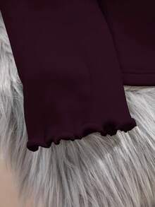 SHEIN EZwear Maglietta a manica lunga aderente con collo alto, termica e imbottita, adatta per l'autunno/inverno, disponibile in taglie comode - Viola rosso - Visualizzare 4