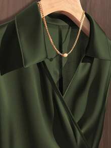 GlowEve 女式领褶蝴蝶结前系带无袖衬衫 - 軍綠色 - 查看 4